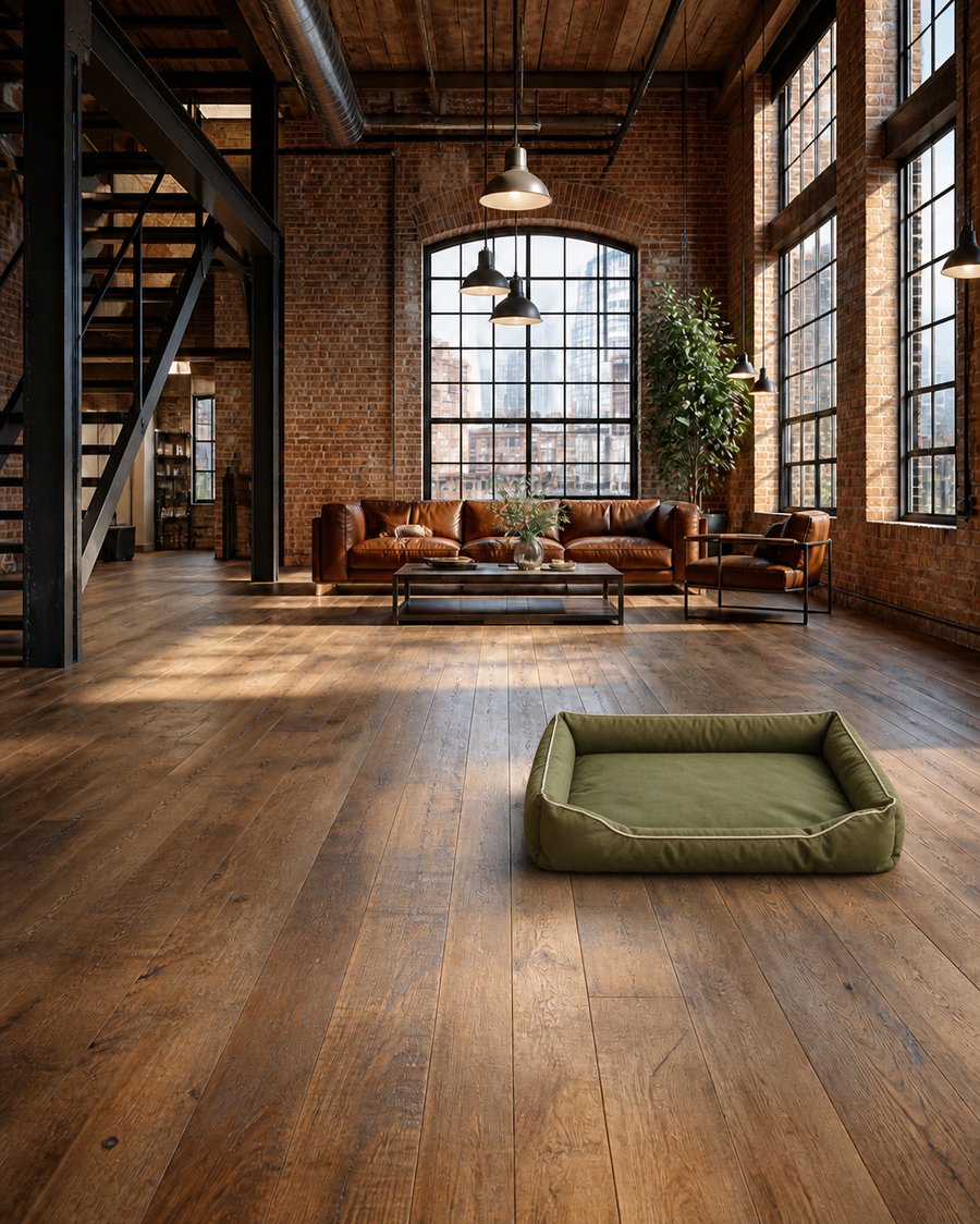 アーミーグリーン・industrial-loft_インダストリアルロフトに馴染む犬ベッド クッション型 プラッシュ 洗える 四季対応