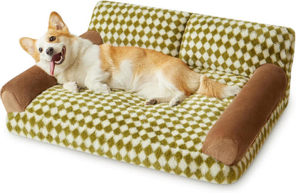 犬ベッド ソファ型 プラッシュ 洗える チェック