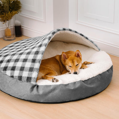 犬ベッド ドーム型 プラッシュ チェック