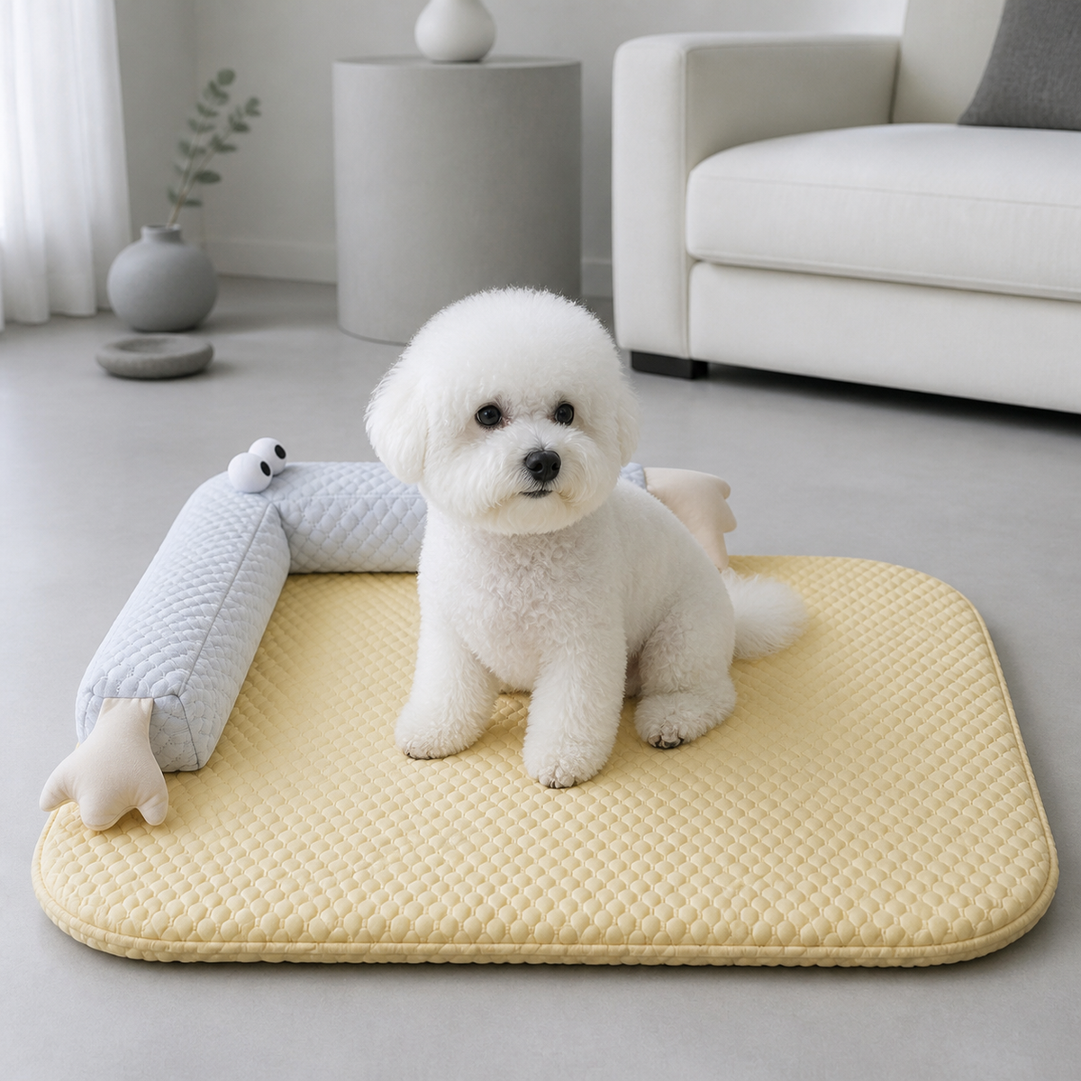 犬ベッド マット型 プラッシュ 冷感 小型犬〜大型犬 の使用イメージ