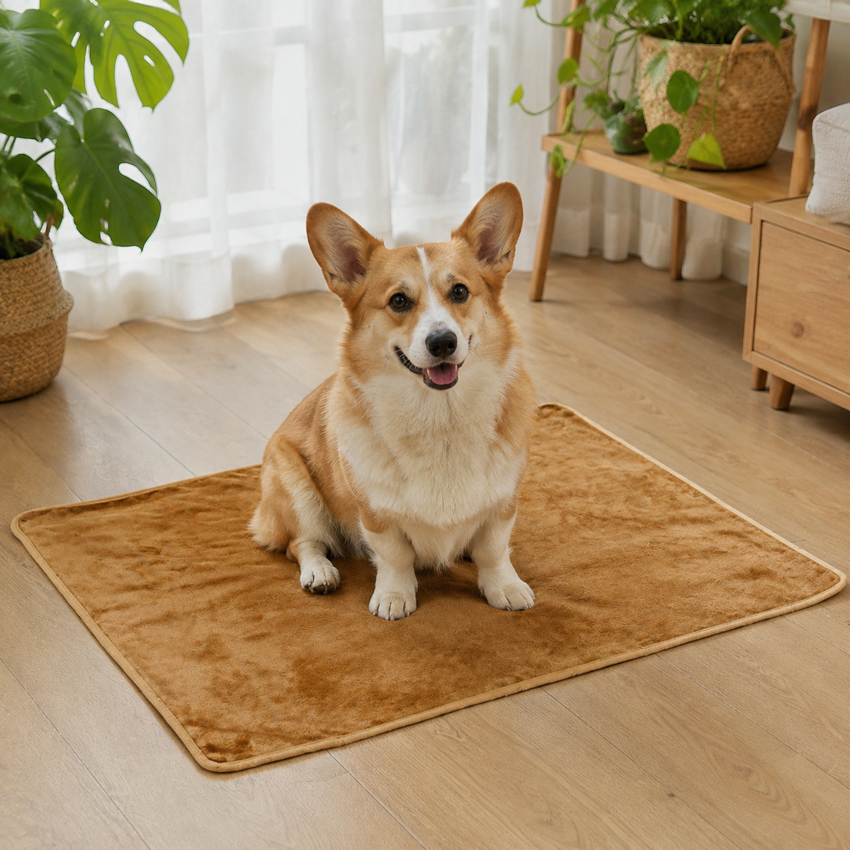 犬ベッド マット型 プラッシュ 防水 ふわふわ の使用イメージ