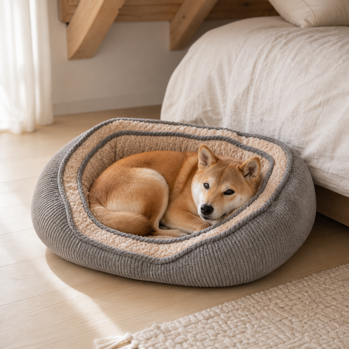 犬ベッド マット型 プラッシュ 小型犬〜大型犬 四季対応 の使用イメージ