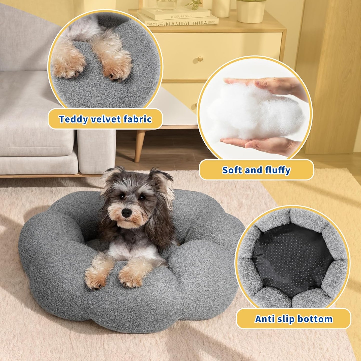 犬ベッド カドラー プラッシュ 洗える 大型犬 フローラル