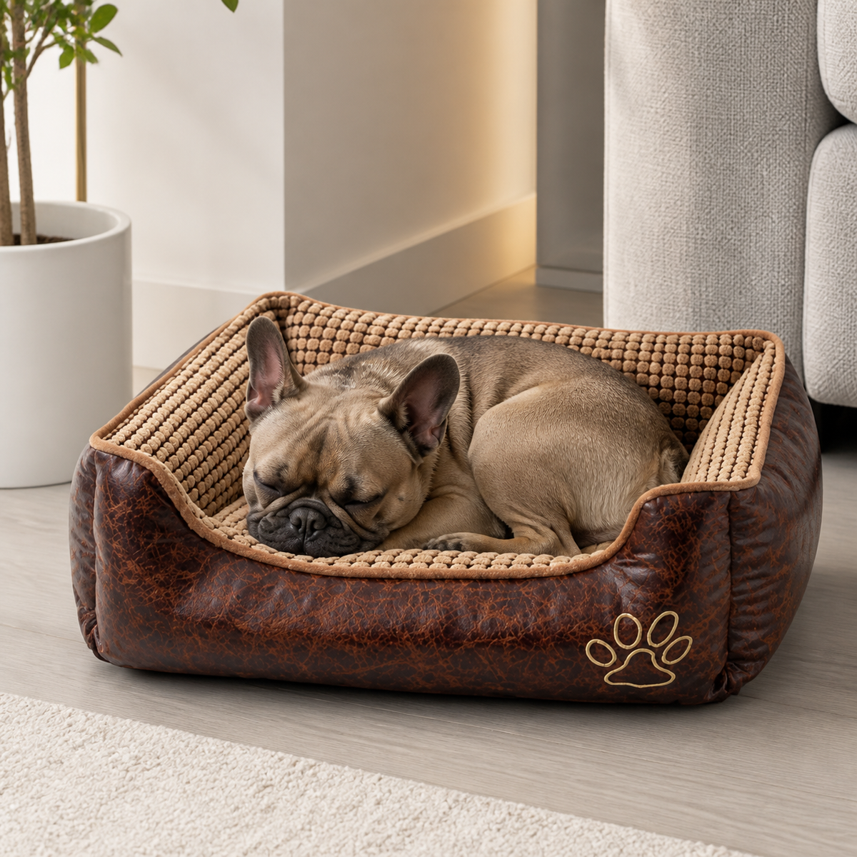 犬ベッド ソファ型 レザー 冷感 の使用イメージ