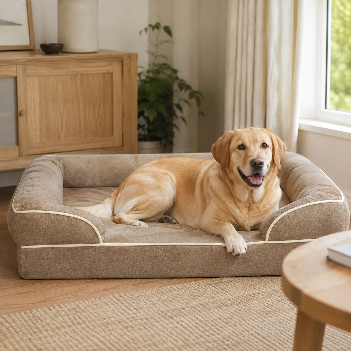 犬ベッド ソファ型 プラッシュ 洗える 大型犬 の使用イメージ