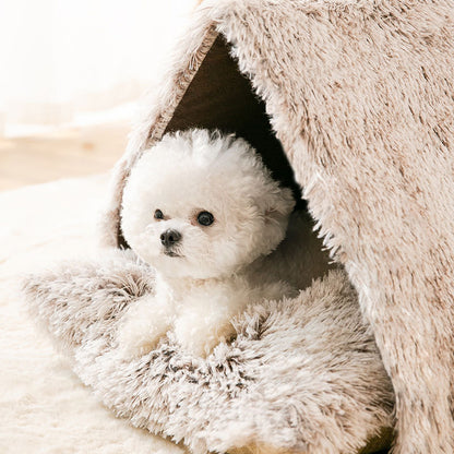 犬ベッド ドーム型 プラッシュ あったか 中型犬