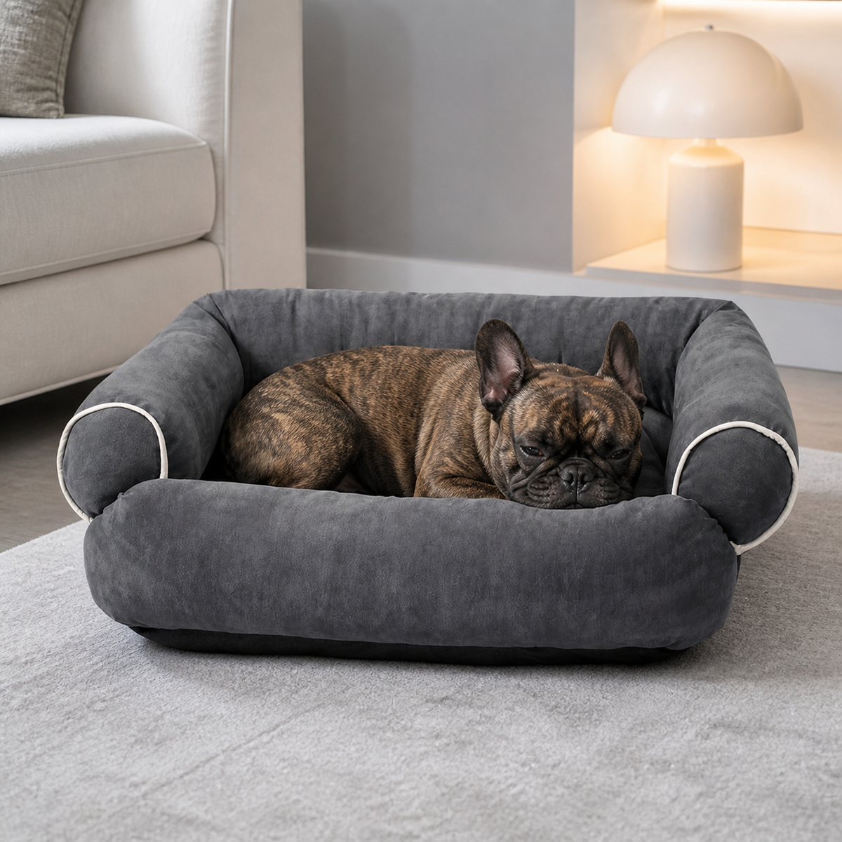犬ベッド ソファ型 プラッシュ あったか 快眠 の使用イメージ