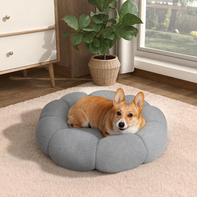 犬ベッド フラワー型 ドーナツクッション おしゃれ