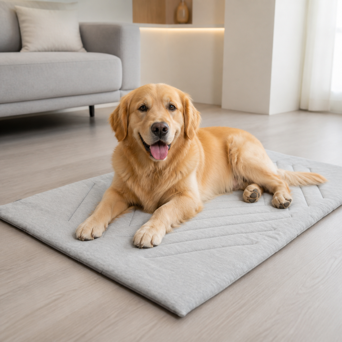 犬ベッド マット型 コットン 冷感 洗える 小型犬〜大型犬 の使用イメージ