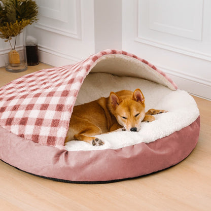 犬ベッド ドーム型 プラッシュ チェック