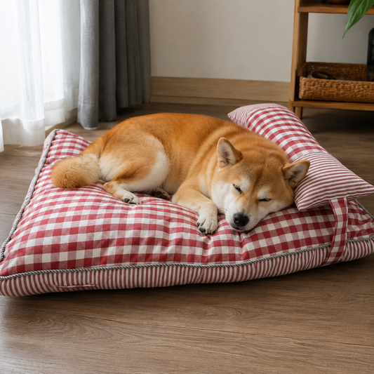 犬ベッド ケージ用 プラッシュ 中型犬 チェック