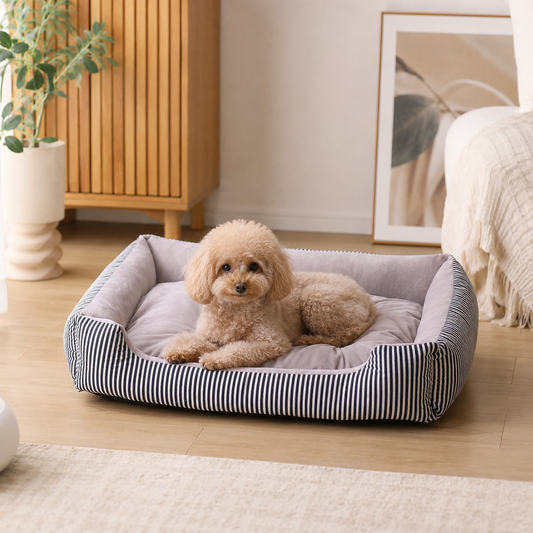 犬ベッド マット型 プラッシュ ストライプ
