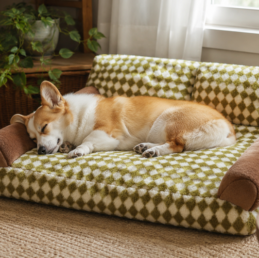 犬ベッド ソファ型 プラッシュ 洗える チェック