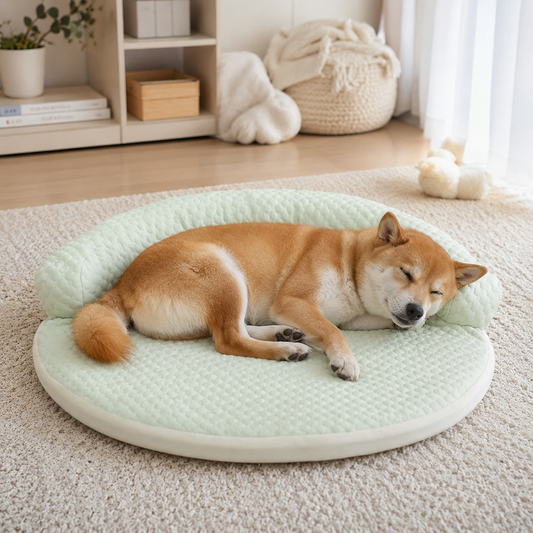 犬ベッド ラウンド型 プラッシュ 冷感 大型犬