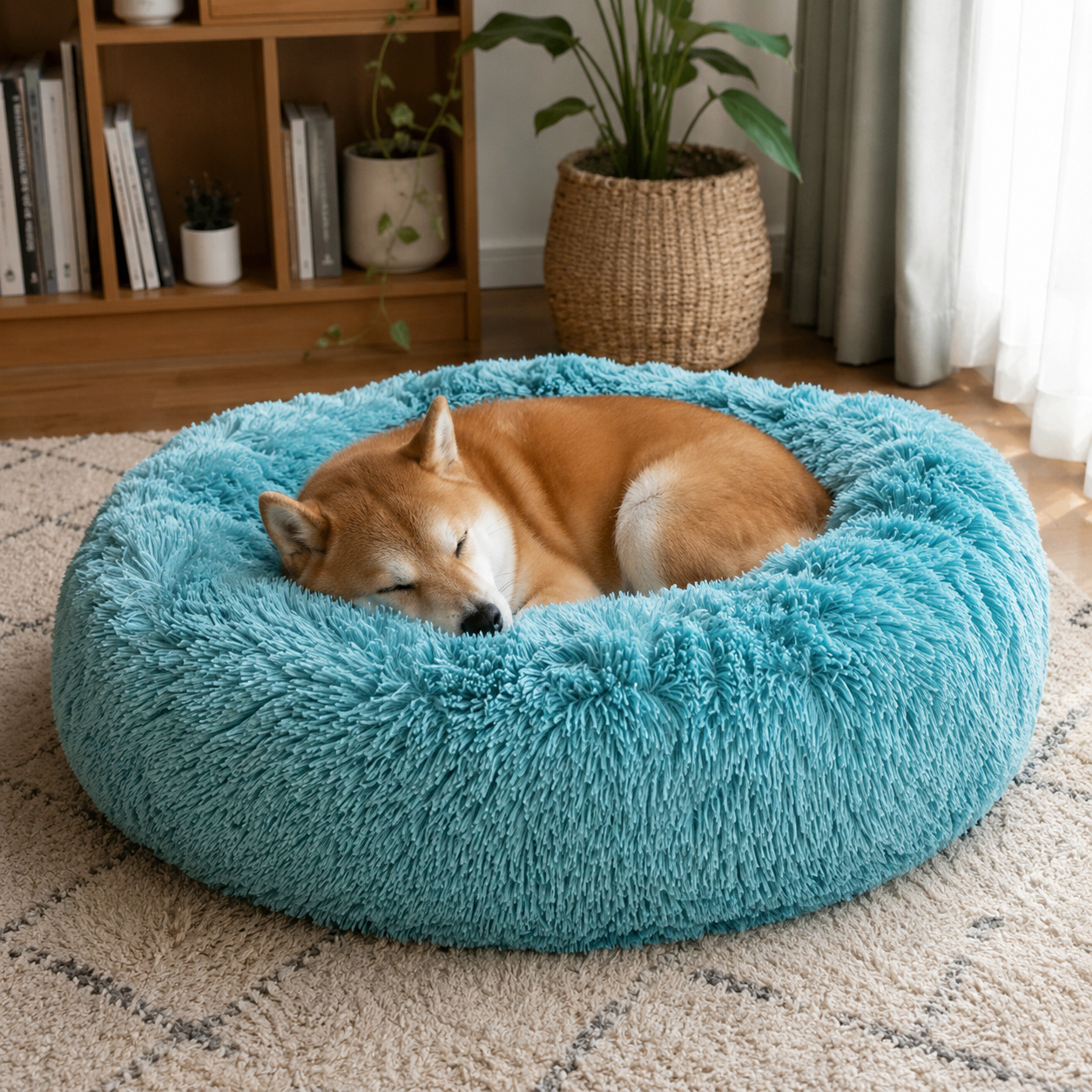 犬ベッド ドーム型 プラッシュ 大型犬 ロング