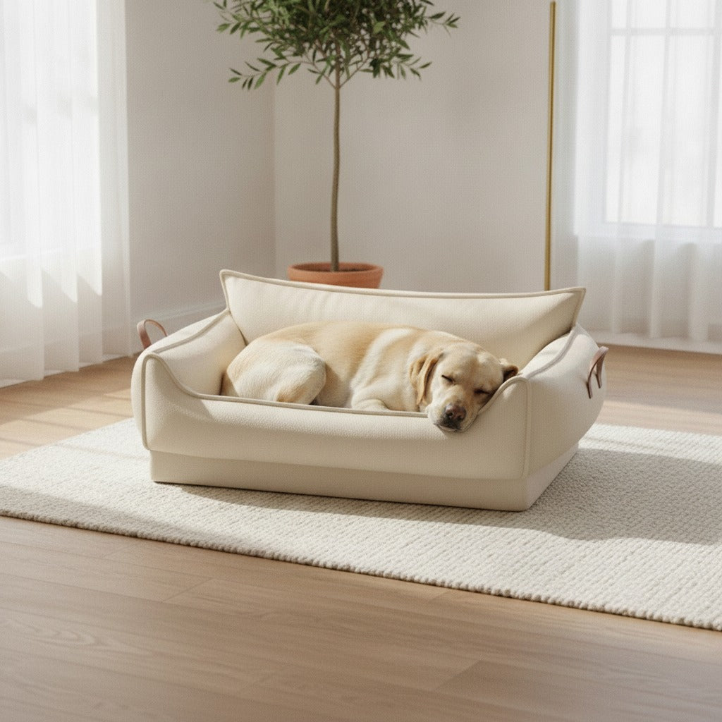 犬ベッド ソファ型 天然ラテックス40mm／キャットスクラッチレザー