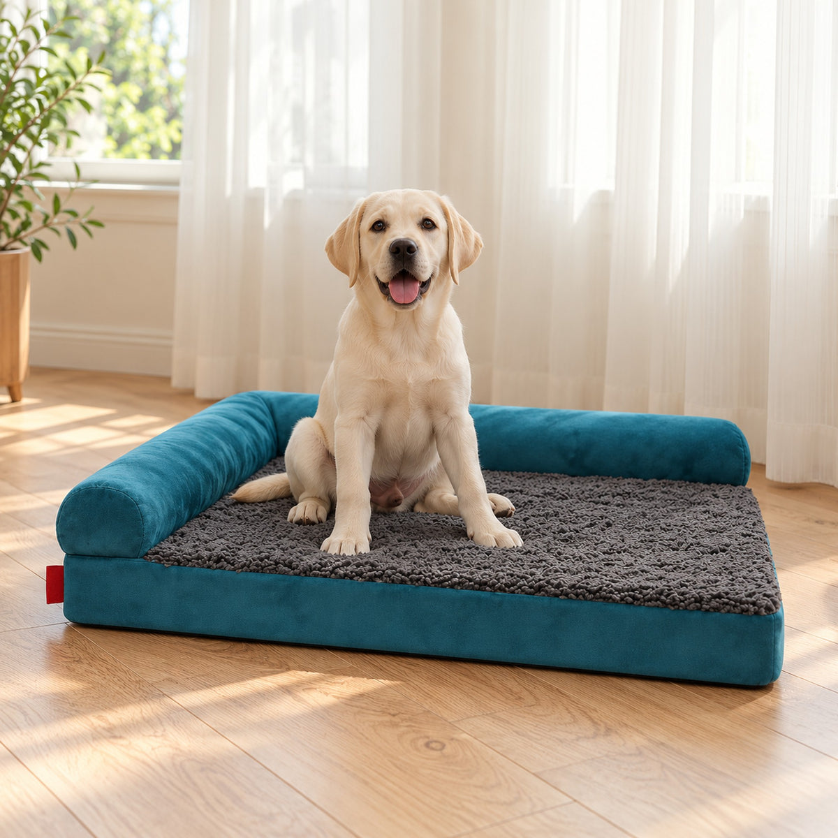 犬ベッド ソファ型 L字背もたれ ベルベット 防水 洗える 中型犬〜大型犬 使用シーン