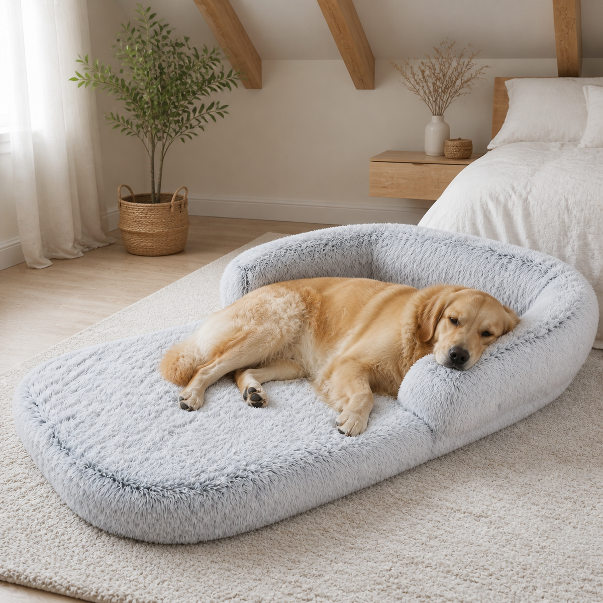 犬ベッド ラウンド型 洗える 大型犬 の使用イメージ