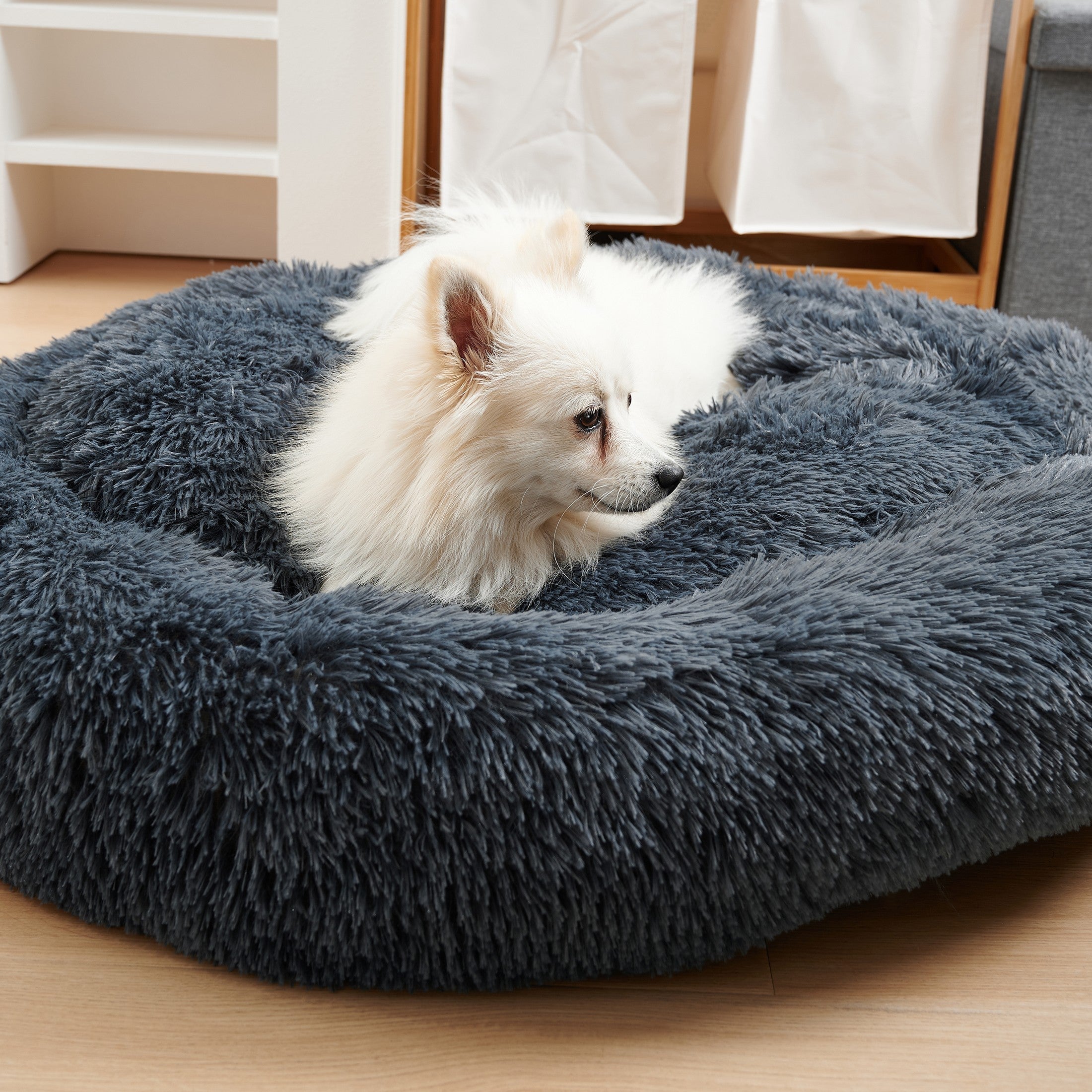 犬ベッド クッション型 プラッシュ 洗える 中型犬〜大型犬 ドーナツ