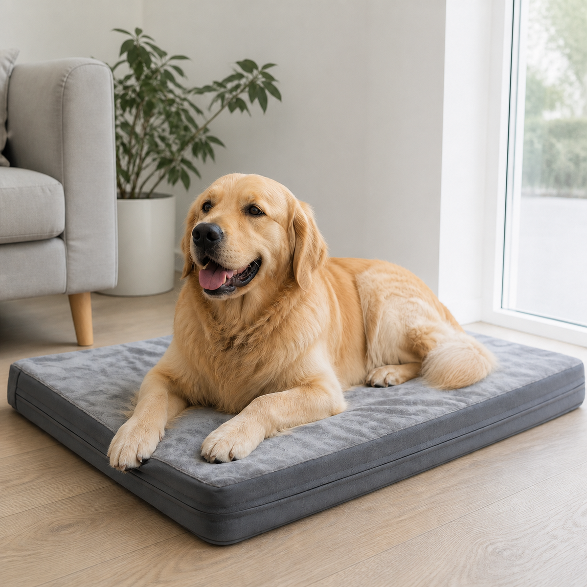 犬ベッド クッション型 プラッシュ 防水 小型犬〜大型犬 リバーシブル の使用イメージ