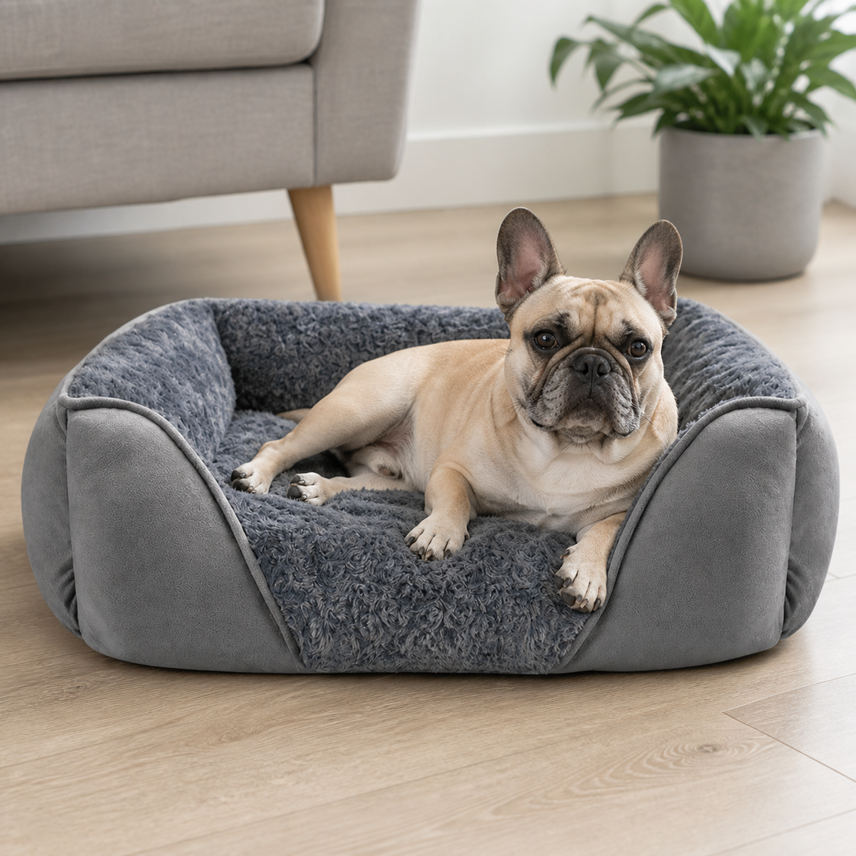 犬ベッド ドーム型 プラッシュ 小型犬〜大型犬 厚手 の使用イメージ