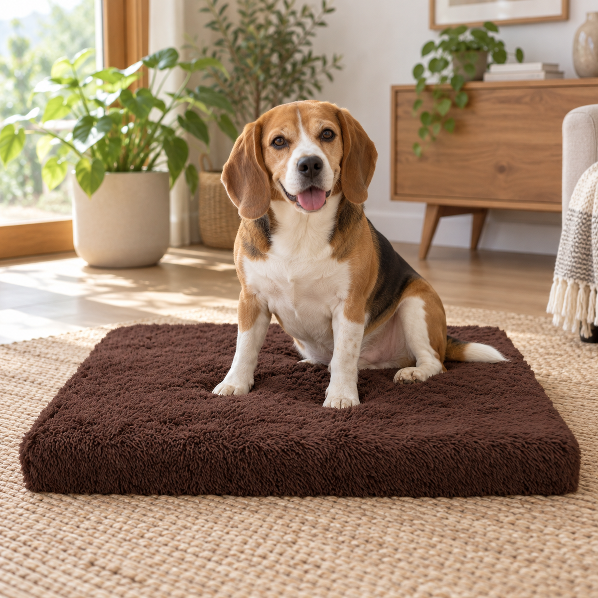 犬ベッド スクエア 低反発 ダークコーヒー ナチュラルリビング