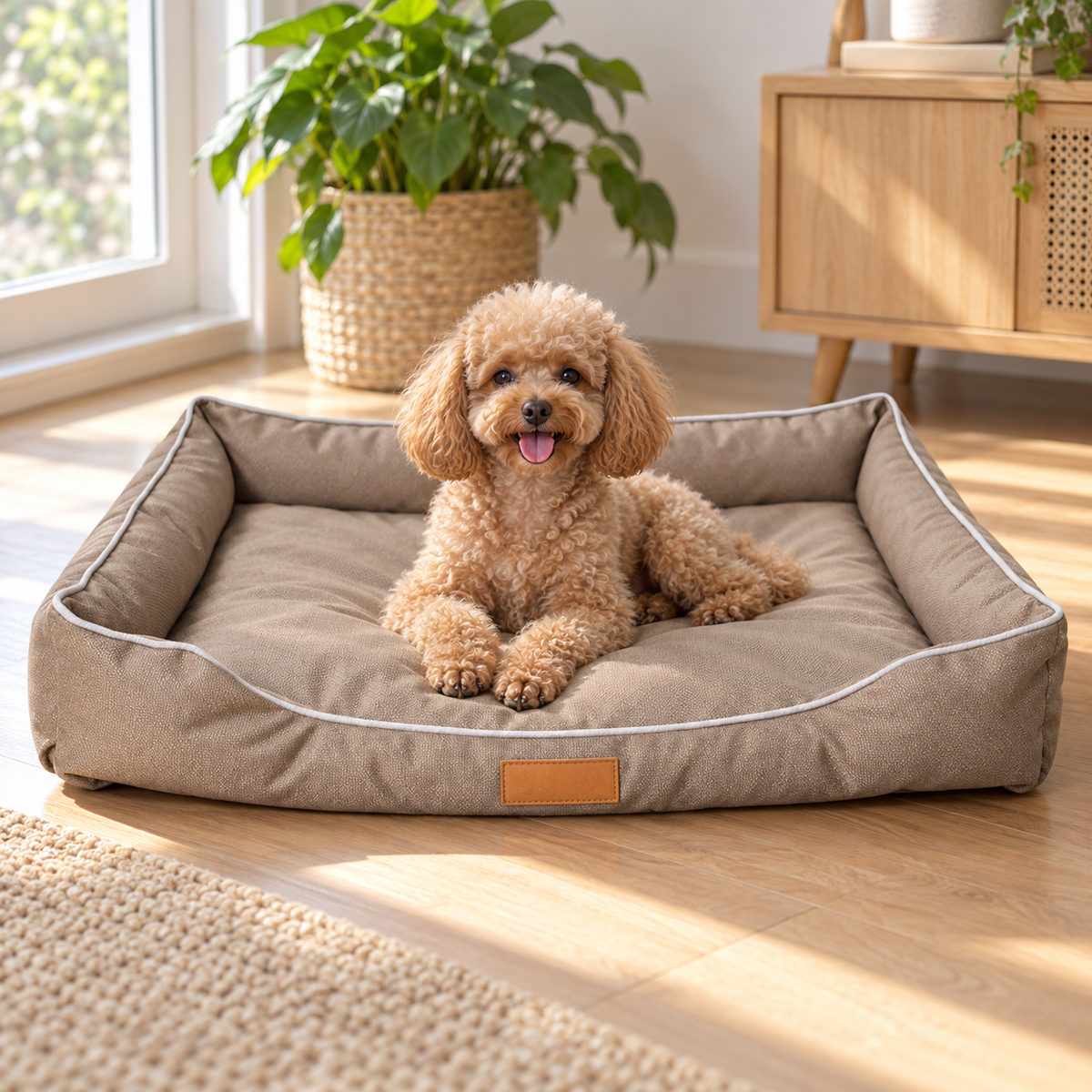 犬ベッド ブラウン ナチュラルリビング 使用イメージ