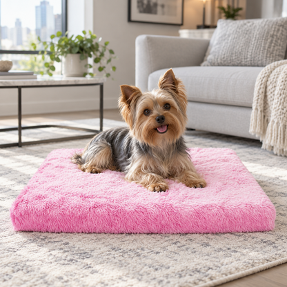 犬ベッド スクエア 低反発 ライトピンク モダンリビング