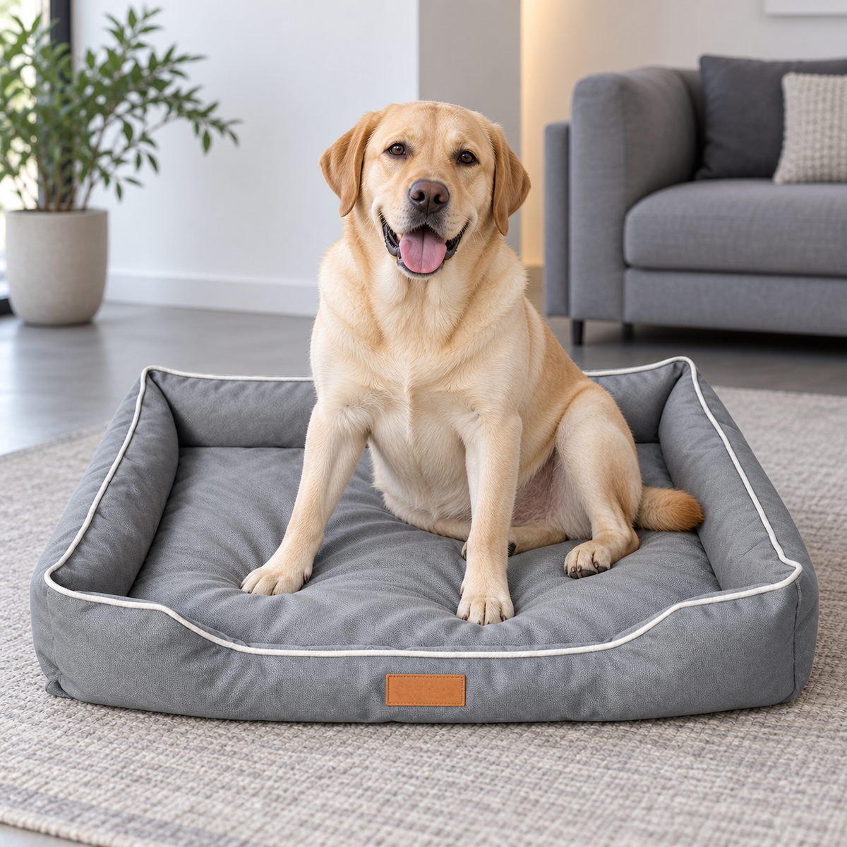 犬ベッド グレー モダンリビング 使用イメージ