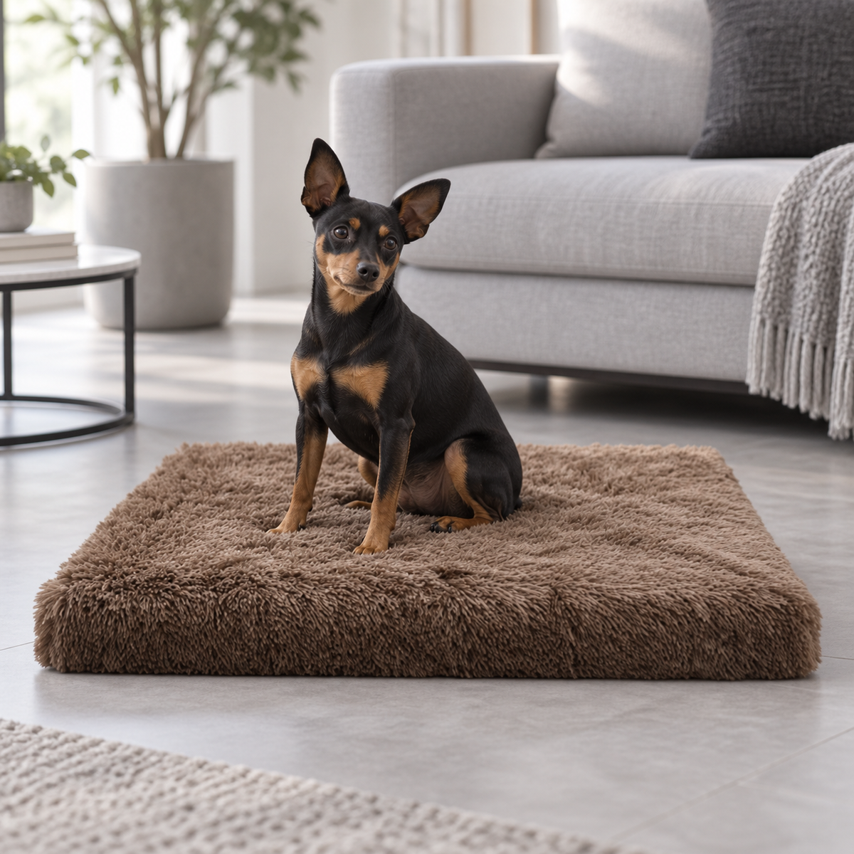 犬ベッド スクエア 低反発 ブラウン モダンリビング
