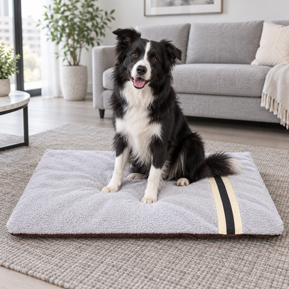 ライトグレー 犬用ロングクッションベッド モダンリビングでの使用イメージ