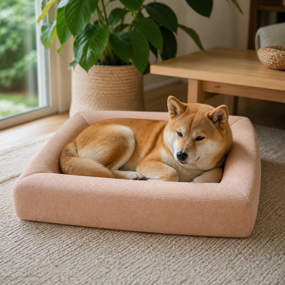 犬ベッド カドラー コットン - ウォームイエロー リビングでのインテリア使用イメージ