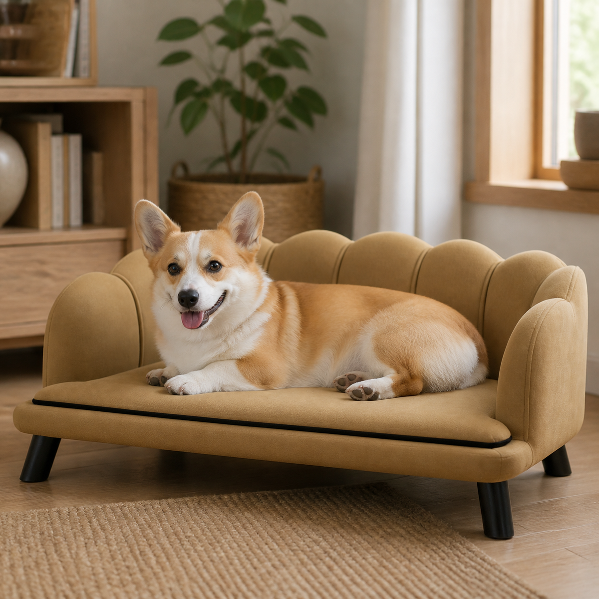 犬ベッド ソファ型 高級 ナチュラルリビングでの使用イメージ
