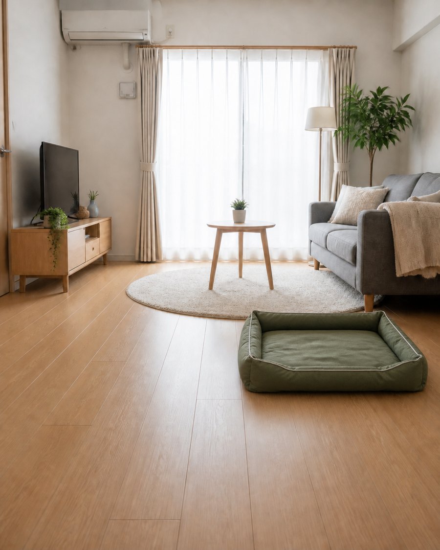 アーミーグリーン・nordic-affordable_北欧テイストの部屋に馴染む犬ベッド クッション型 プラッシュ 洗える 四季対応