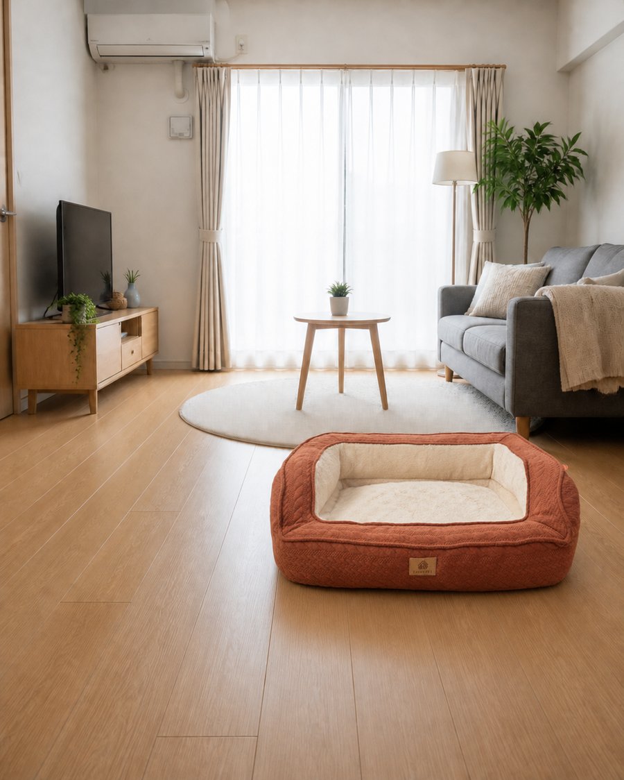 ラストレッド・nordic-affordable_北欧テイストの部屋に馴染む犬ベッド ソファ型 プラッシュ 小型犬〜大型犬 北欧風