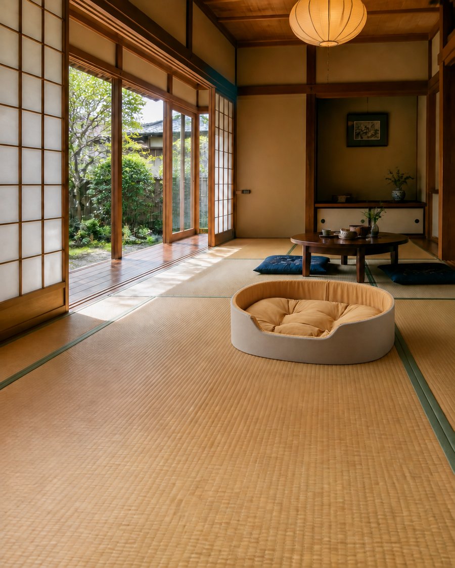 イエロー・modern-sukiya_伝統和室に馴染む犬ベッド ドーム型 プラッシュ 洗える