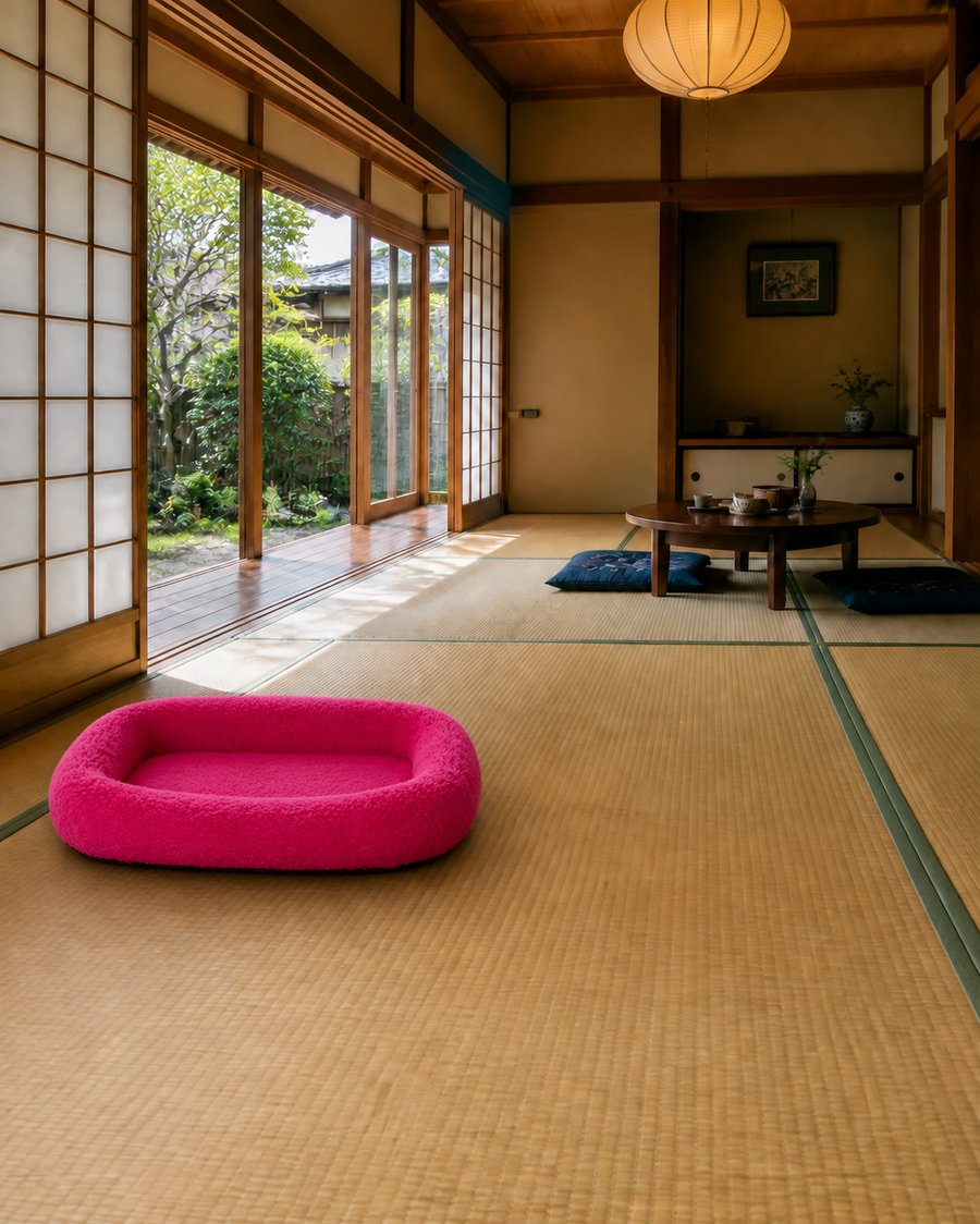 レッド・modern-sukiya_伝統和室に馴染む犬ベッド カドラー 四季対応 小型犬