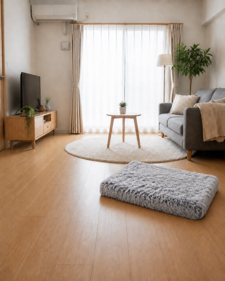 ブラック・nordic-affordable_北欧テイストの部屋に馴染む犬ベッド スクエア 低反発 小型犬〜大型犬